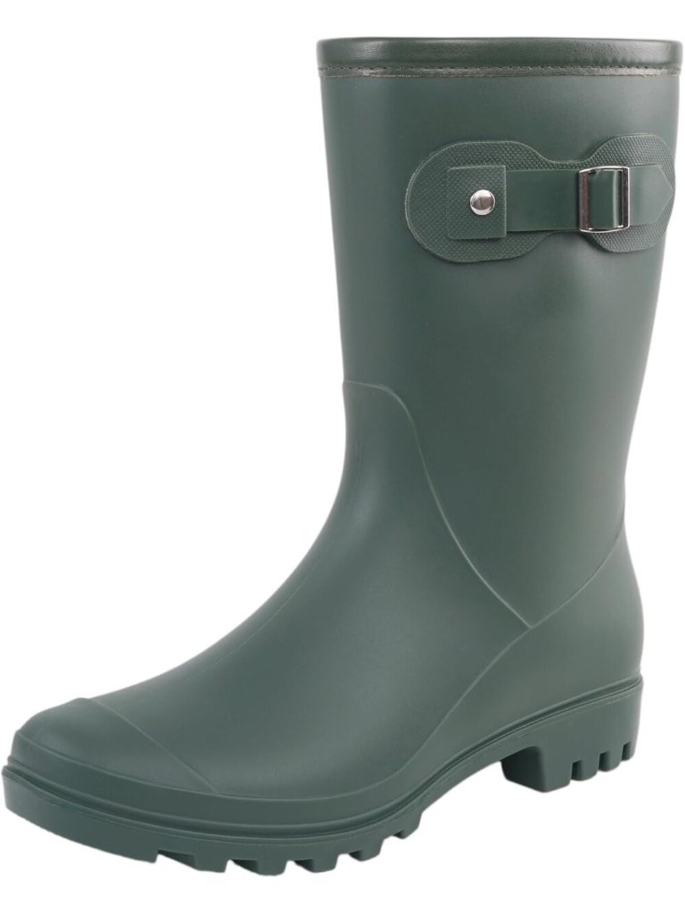 Women's Green Waterproof Fashion Garden Shoes Anti-Slipping Mid Calf Rain Boots